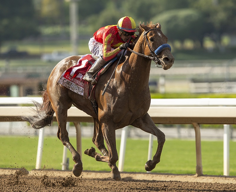 Defunded and jockey Juan Hernandez win the Grade II $200,000 Californian Stakes Saturday, April 22, 2023 at Santa Anita Park, - Benoit Photo